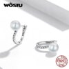boucle d oreille perle en argent Sterling 925 en Zircon brillant pour femme