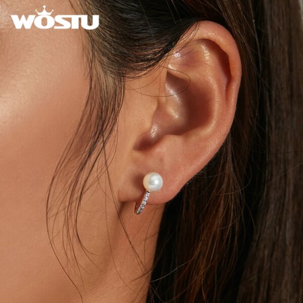 boucle d oreille perle en argent Sterling 925 en Zircon brillant pour femme
