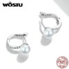 boucle d oreille perle en argent Sterling 925 en Zircon brillant pour femme