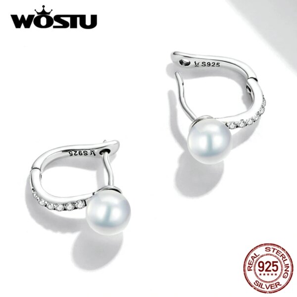 boucle d oreille perle en argent Sterling 925 en Zircon brillant pour femme