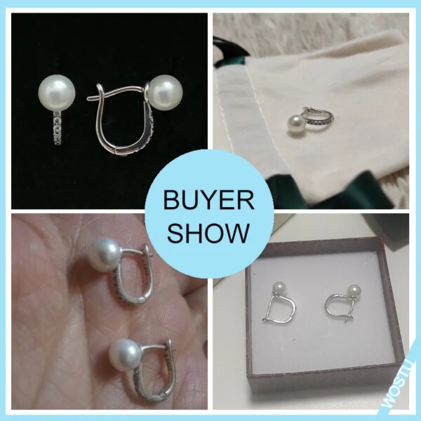 boucle d oreille perle en argent Sterling 925 en Zircon brillant pour femme