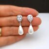 boucle d oreille perle goutte d'eau imitation perle pour femme, accessoire d'oreille de luxe pour dame