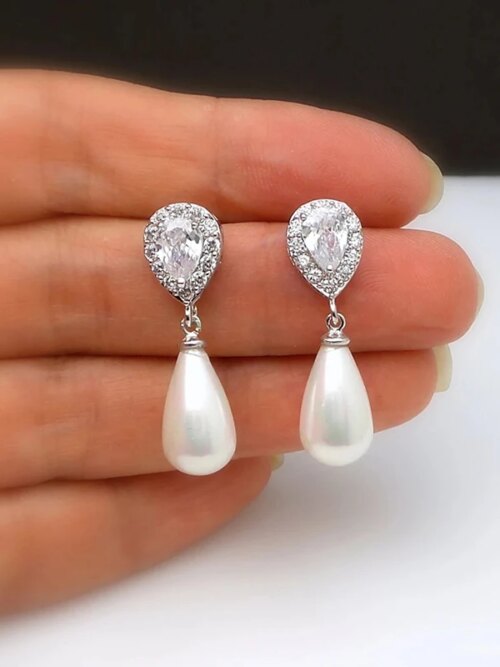 boucle d oreille perle goutte d'eau imitation perle pour femme, accessoire d'oreille de luxe pour dame