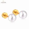 boucle d oreille perle en acier inoxydable pour femmes et filles, perles rondes de 6mm, Piercing à vis