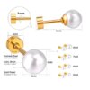 boucle d oreille perle en acier inoxydable pour femmes et filles, perles rondes de 6mm, Piercing à vis