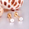 boucle d oreille perle en acier inoxydable pour femmes et filles, perles rondes de 6mm, Piercing à vis
