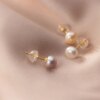 boucle d oreille perle véritable pour femmes, en argent 925, petites perles naturelles d'eau douce