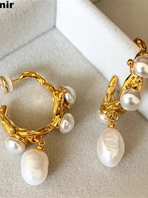 boucle d oreille perle baroques françaises en perles d'eau douce pour femmes