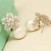 boucle d oreille perle en Imitation de perles pour femmes, bijoux en cristal, flocon de neige