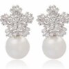 boucle d oreille perle en Imitation de perles pour femmes, bijoux en cristal, flocon de neige