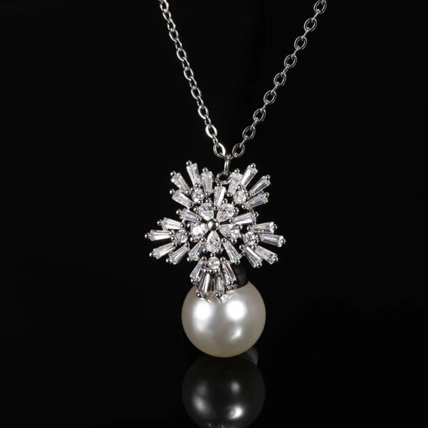 72146-0b7800.jpg boucle d oreille perle en Imitation de perles pour femmes, bijoux en cristal, flocon de neige