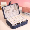 porte boucle d oreille Boîte à bijoux de voyage en cuir portable, étui à bijoux