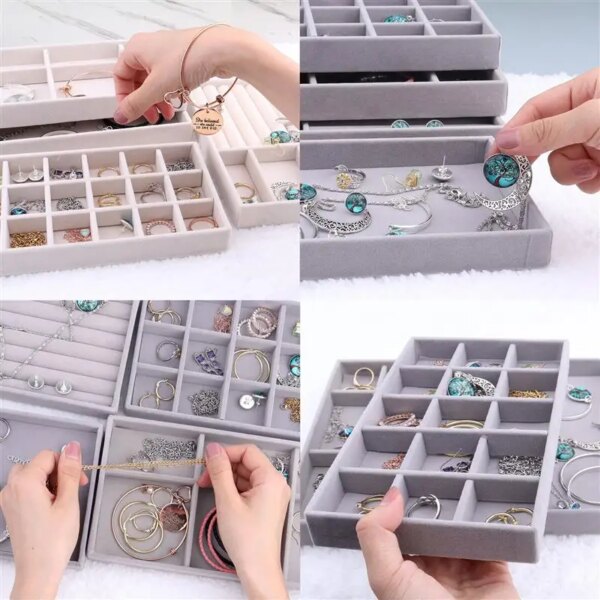 porte boucle d oreille Boîte à bijoux en velours, organisateur, bricolage, boucles d'oreilles