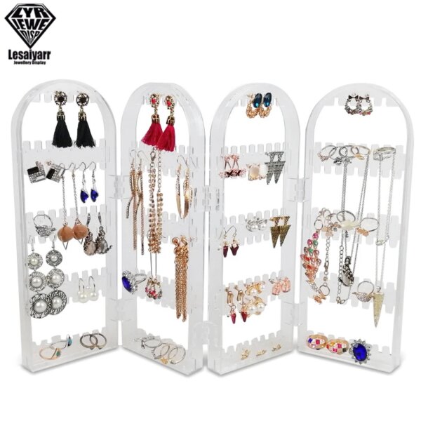 porte boucle d oreille 2/3/4 ventilateurs, écran pliant, boucles d'oreilles transparentes