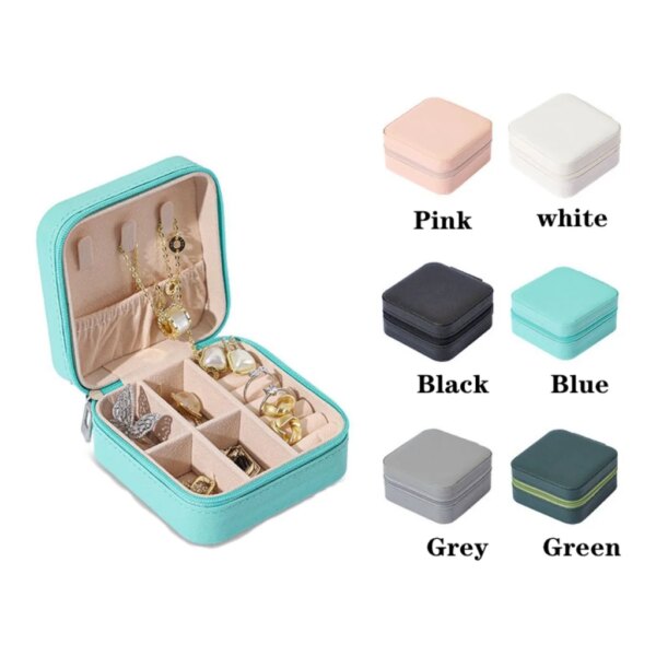porte boucle d oreille Mini Boîte à Bijoux de Voyage en Cuir, Étui à Fermeture Éclair, pour Boucles d'Oreilles