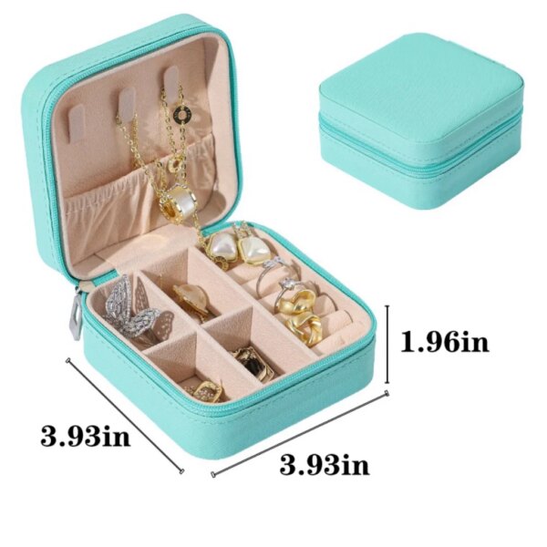 porte boucle d oreille Mini Boîte à Bijoux de Voyage en Cuir, Étui à Fermeture Éclair, pour Boucles d'Oreilles
