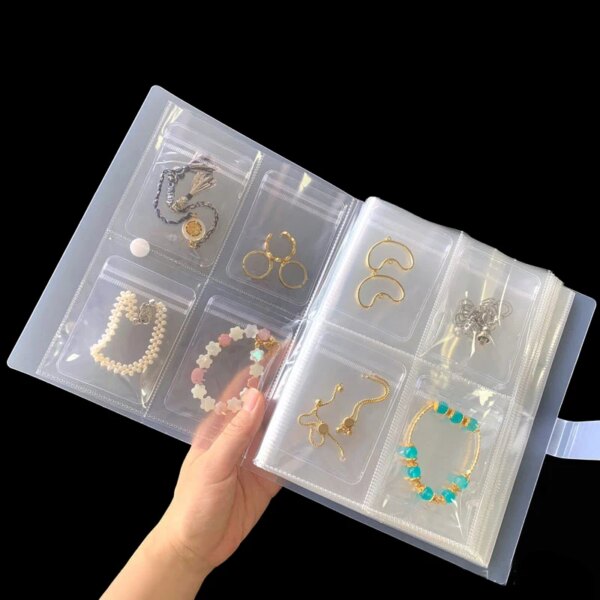 porte boucle d oreille Sac d'albums de stockage d'évaluation de bijoux, boîtes à matiques de collier anti-d'effets