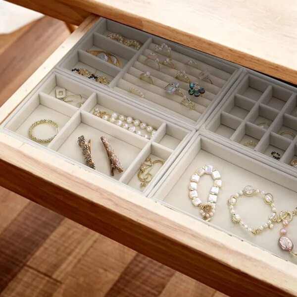 72834-bf6663.jpg porte boucle d oreille Présentoir à bijoux en velours, boîte de rangement rectangulaire empilable