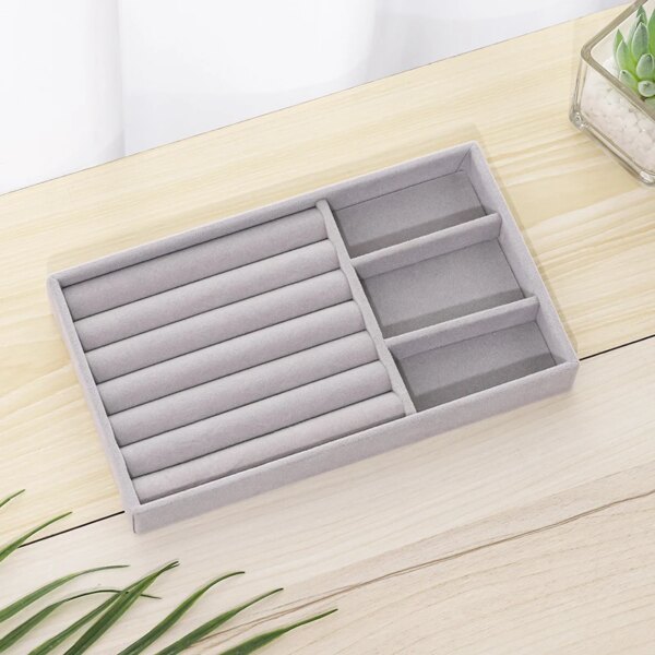 porte boucle d oreille Présentoir à bijoux en velours, boîte de rangement rectangulaire empilable