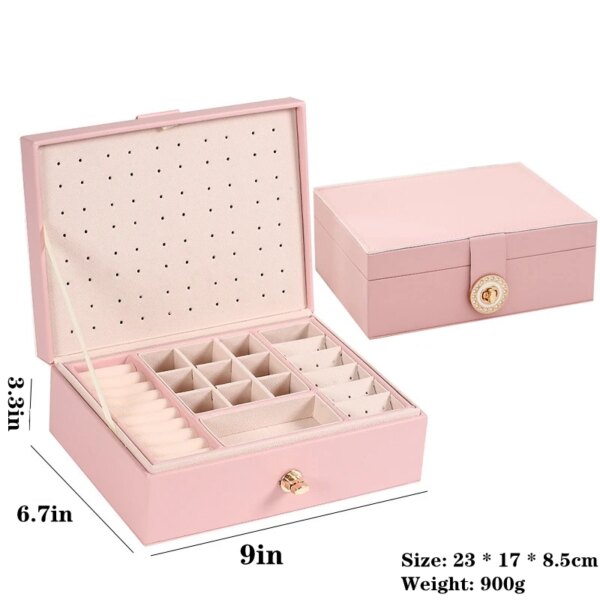 porte boucle d oreille Boîte à bijoux en velours vert avec serrure pour femme