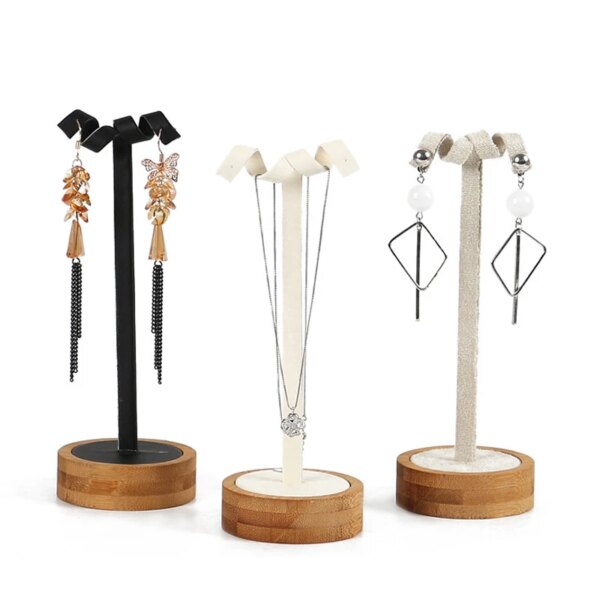 presentoir boucle d oreille bijoux en bambou, pour colliers, boucles d'oreilles
