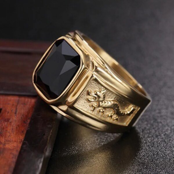 bague de fiançailles homme en Or Dragon pour Homme, Bijoux Rétro, AAA