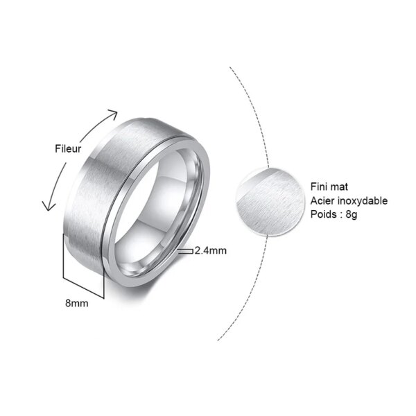 bague de fiançailles homme Spinner 6/8mm pour Homme, Accessoire Anti-Stress
