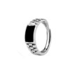 bague de fiançailles homme rectangulaire en cristal noir pour hommes