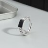 bague de fiançailles homme rectangulaire en cristal noir pour hommes