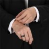 bague de fiançailles homme Anneau noir brossé en céramique Tigrade pour homme et femme
