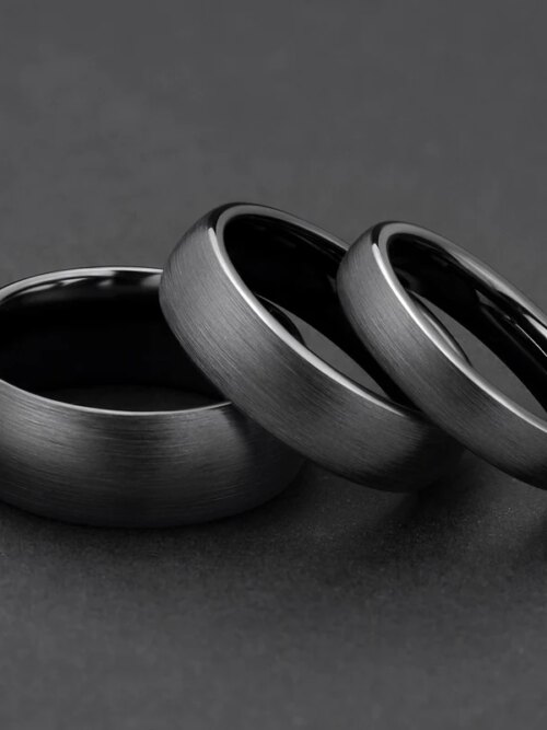 bague de fiançailles homme Anneau noir brossé en céramique Tigrade pour homme et femme