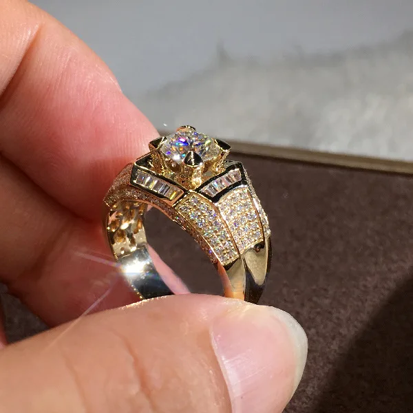 bague de fiançailles homme en or 14 carats avec diamant 3 carats pour homme