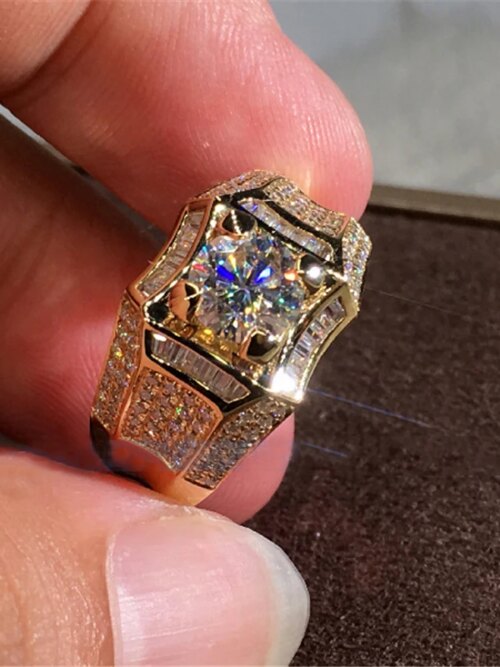 bague de fiançailles homme en or 14 carats avec diamant 3 carats pour homme