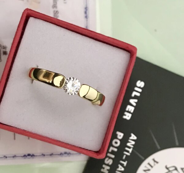 bague de fiançailles homme en or jaune fin pour femmes et hommes, 1 Carat, bracelet de mariage de luxe en Zircon clair