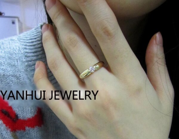 bague de fiançailles homme en or jaune fin pour femmes et hommes, 1 Carat, bracelet de mariage de luxe en Zircon clair