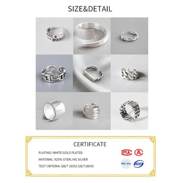 73728-4f574c.jpg bague de fiançailles homme ouvertes en métal argenté vintage pour hommes et femmes, lettre punk