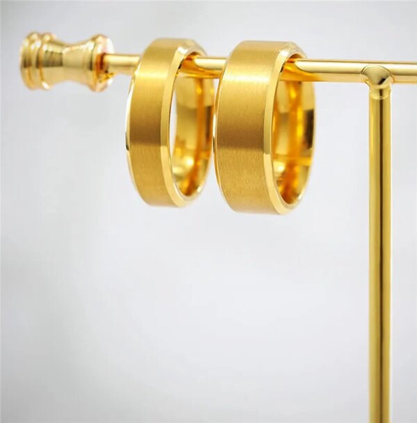 bague de fiançailles homme anneaux en titane pur couleur or 6MM 8MM