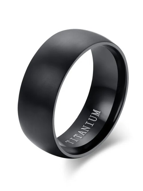 bague de fiançailles homme en titane pour hommes, 8mm, noir