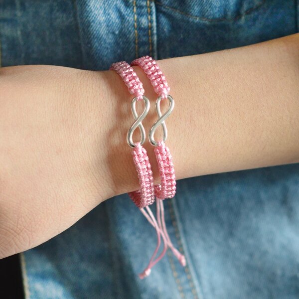 Bracelet amitié 2 pièces kit tressé Infinity bracelet en ruban ensemble