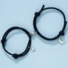 Bracelet de couple avec pendentif magnétique étoile et lune pour femme, ULfaite à la main