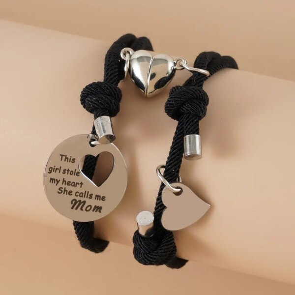 Bracelet de couple avec pendentif magnétique étoile et lune pour femme, ULfaite à la main