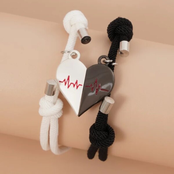 Bracelet de couple avec pendentif magnétique étoile et lune pour femme, ULfaite à la main