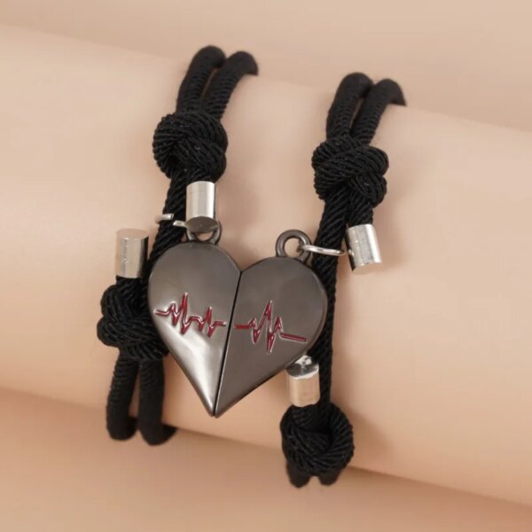 Bracelet de couple avec pendentif magnétique étoile et lune pour femme, ULfaite à la main