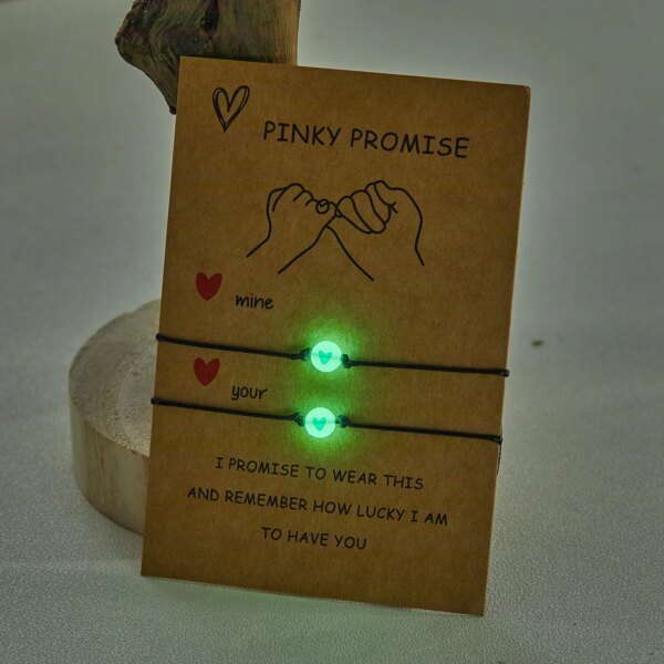 Bracelet de couple Pinky Promise pour femme, perle de coeur Shoous, bracelet tressé