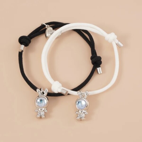 Bracelet de couple avec pendentif magnétique étoile et lune pour femme, ULfaite à la main