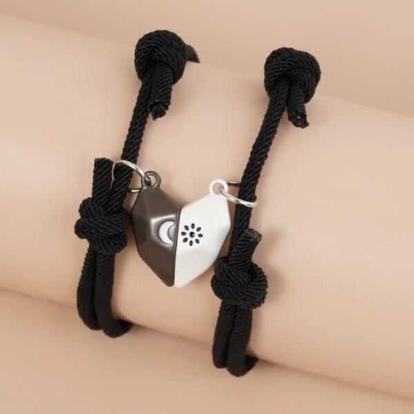 Bracelet de couple avec pendentif magnétique étoile et lune pour femme, ULfaite à la main