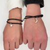 Bracelet de couple avec pendentif magnétique étoile et lune pour femme, ULfaite à la main