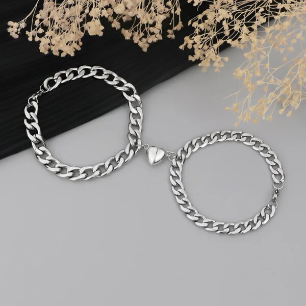 Bracelet amitié Punk en Argent pour Meilleur Ami, pour Femme et Homme