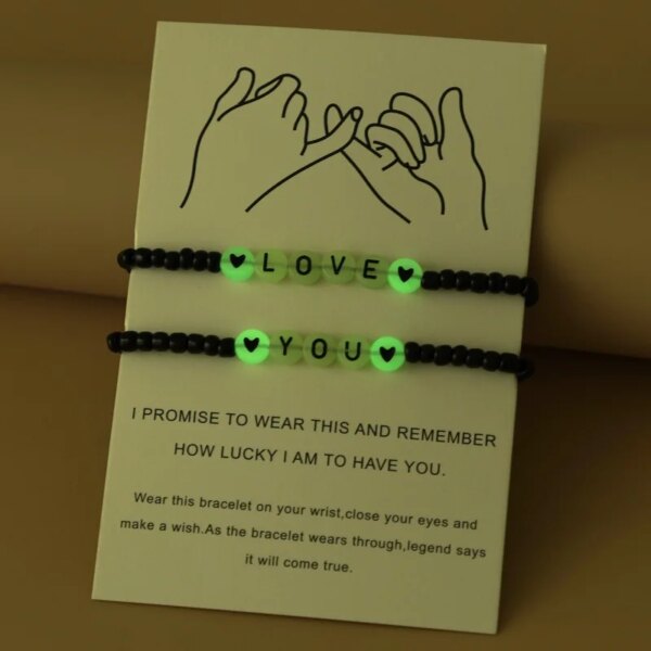 Bracelet de couple Pinky Promise pour femme, perle de coeur Shoous, bracelet tressé