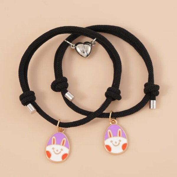 Bracelet de couple avec pendentif magnétique étoile et lune pour femme, ULfaite à la main